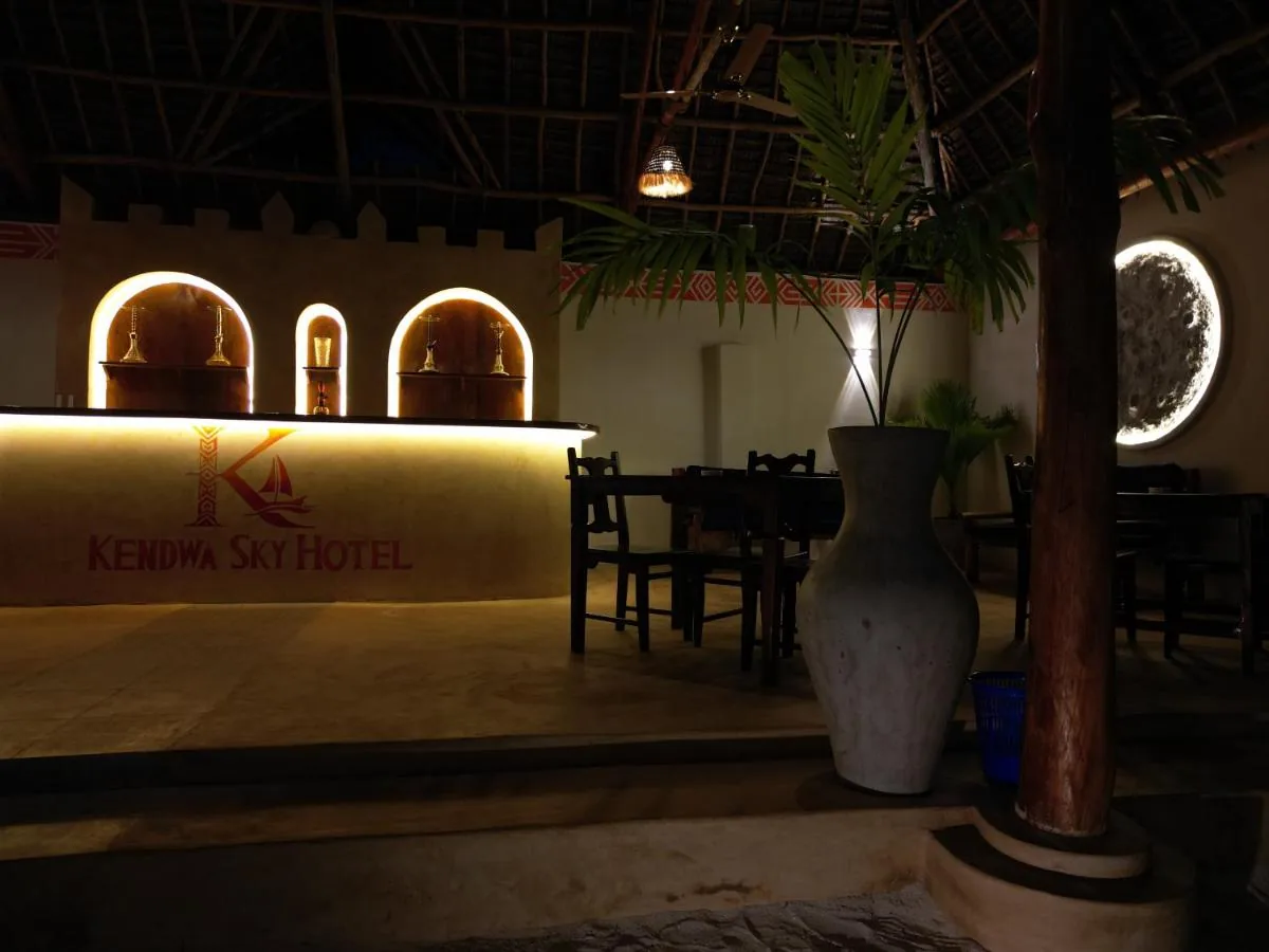 The makuti-thatched bar at Kendwa Sky Hotel